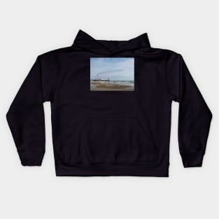 Bournemouth Pier blue skies aeroplanes Kids Hoodie